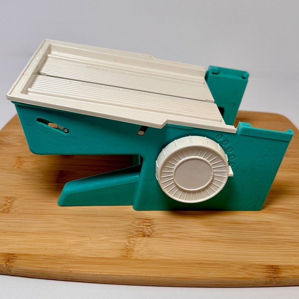 Vintage TEAL Mandoline Slicer Set Retro Kitchen Cutter w/box